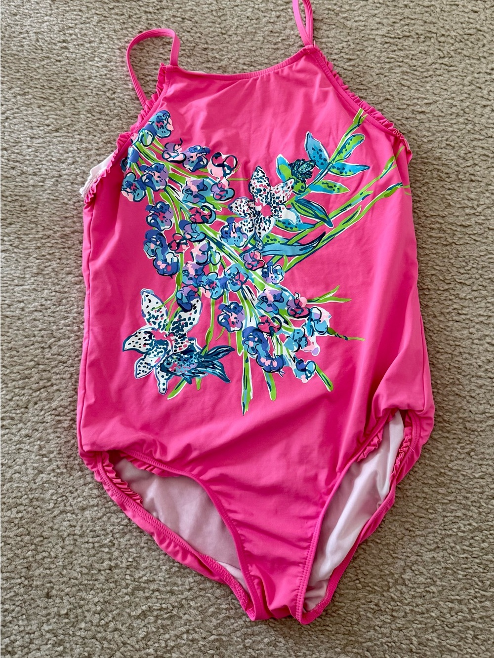 Girls Lilly Pulitzer Pink Ruffle One-Piece Swimsuit